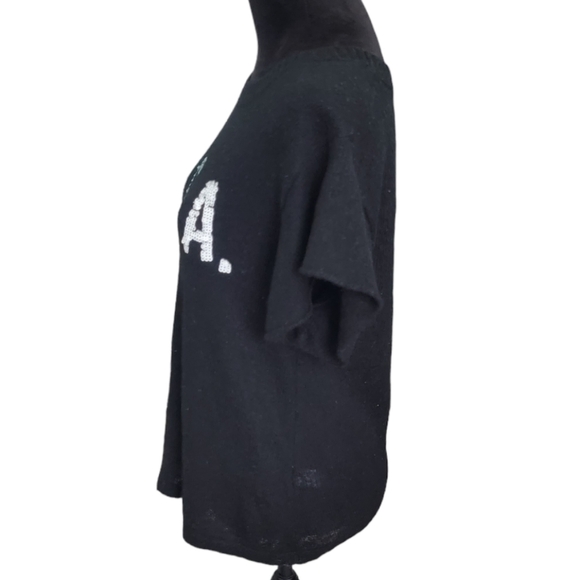 Wildfox White Label USA Sequin Black Wool Blend Top Size XS - Picture 6 of 9